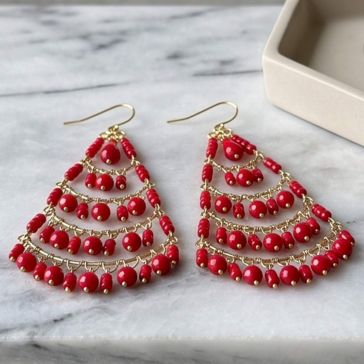 Stainless Steel Fire Polished Beads Chandelier Earrings - Gem Avenue Retail