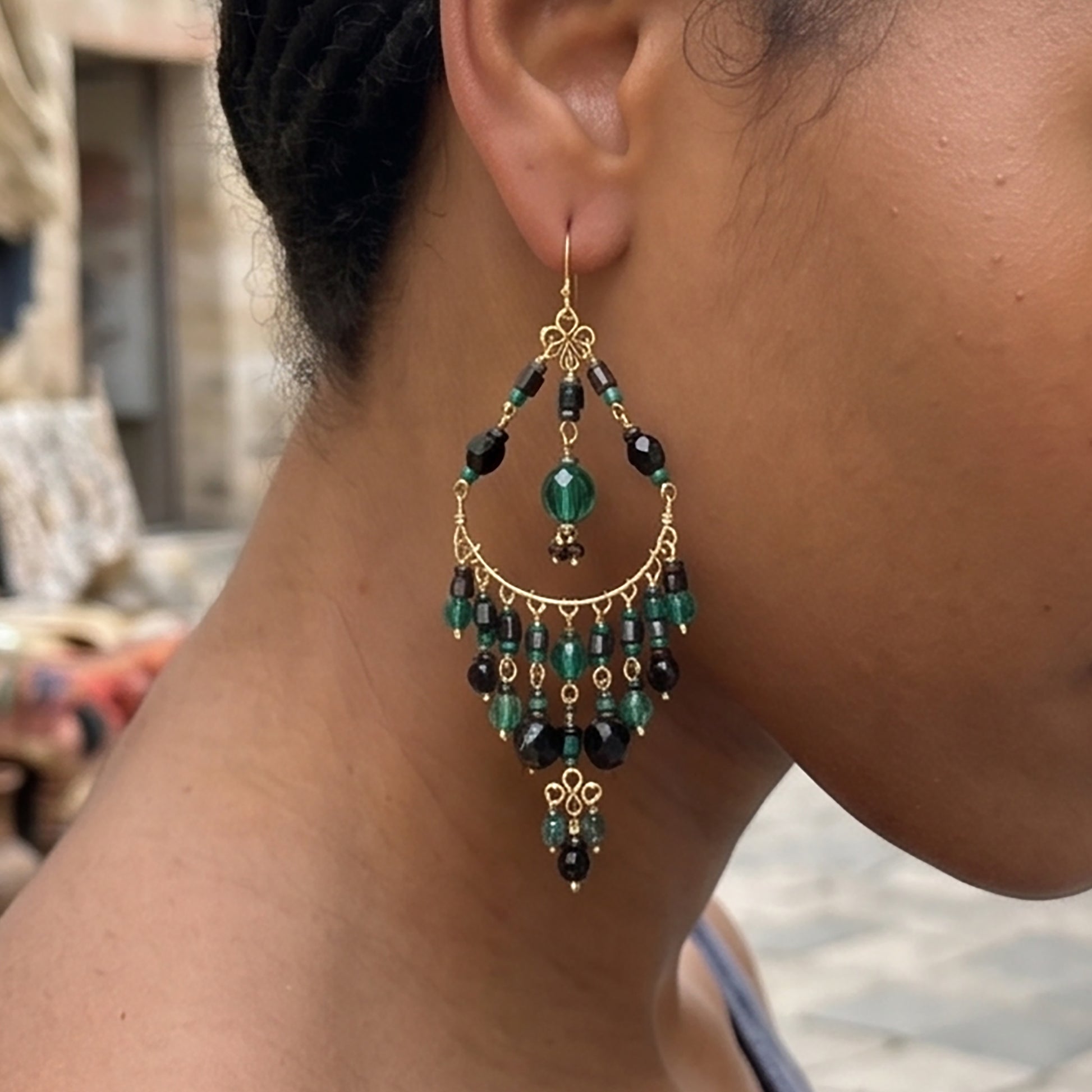 Stainless Steel Fire Polished Beads Chandelier Earrings - Gem Avenue Retail
