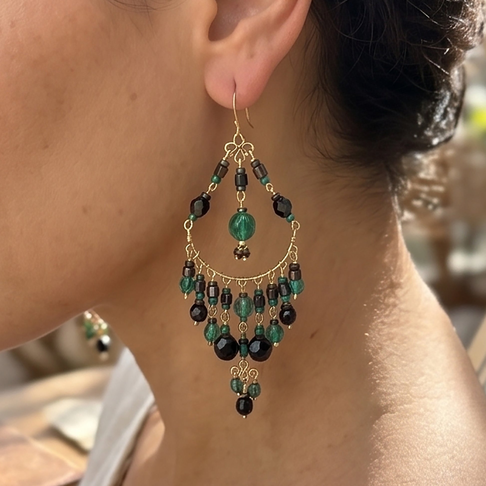 Stainless Steel Fire Polished Beads Chandelier Earrings - Gem Avenue Retail