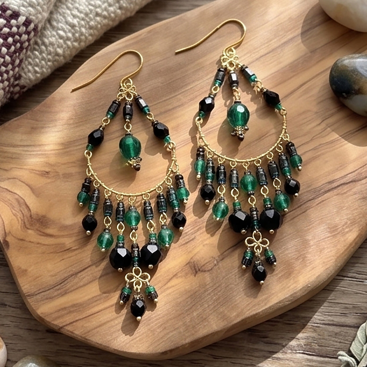 Stainless Steel Fire Polished Beads Chandelier Earrings - Gem Avenue Retail