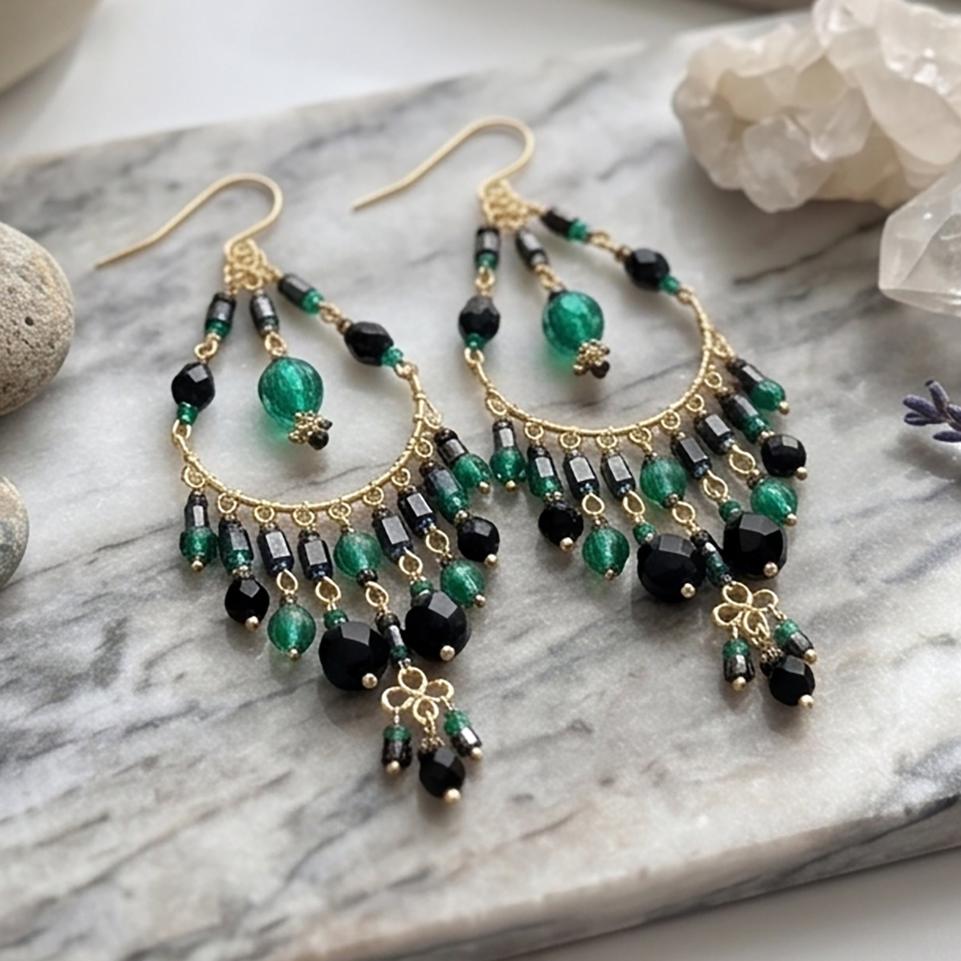 Stainless Steel Fire Polished Beads Chandelier Earrings - Gem Avenue Retail