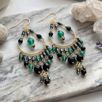 Stainless Steel Fire Polished Beads Chandelier Earrings - Gem Avenue Retail