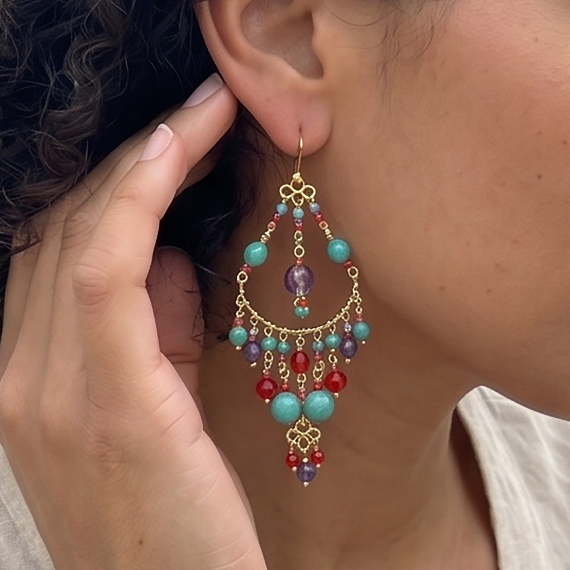 Stainless Steel Fire Polished Beads Chandelier Earrings - Gem Avenue Retail 