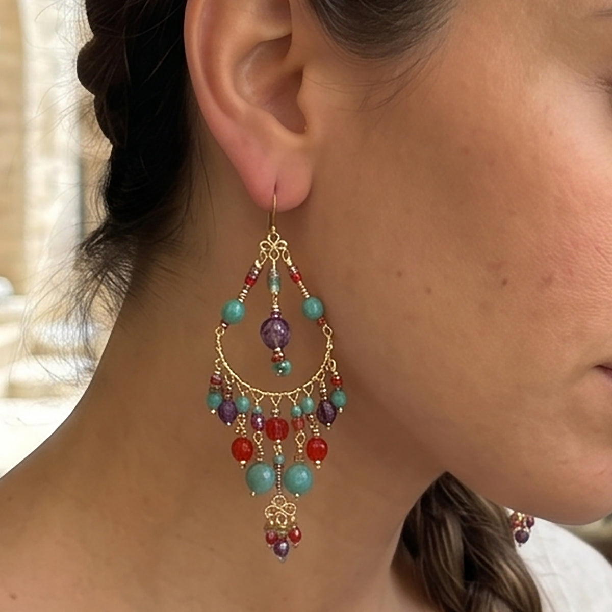 Stainless Steel Fire Polished Beads Chandelier Earrings - Gem Avenue Retail 