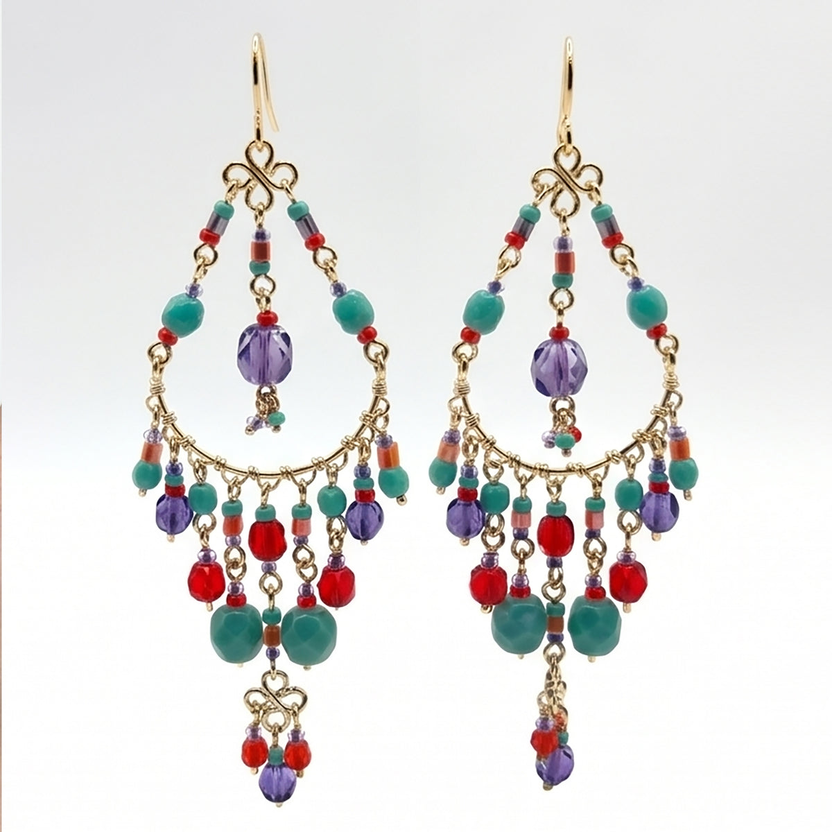 Stainless Steel Fire Polished Beads Chandelier Earrings - Gem Avenue Retail 