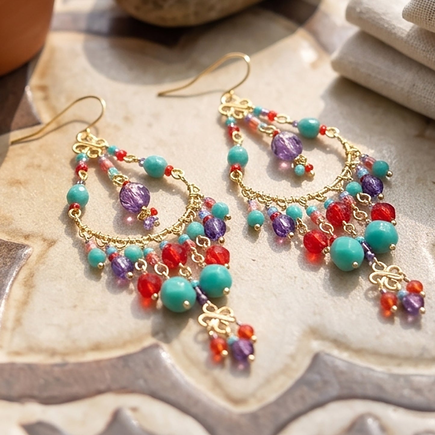 Stainless Steel Fire Polished Beads Chandelier Earrings - Gem Avenue Retail 