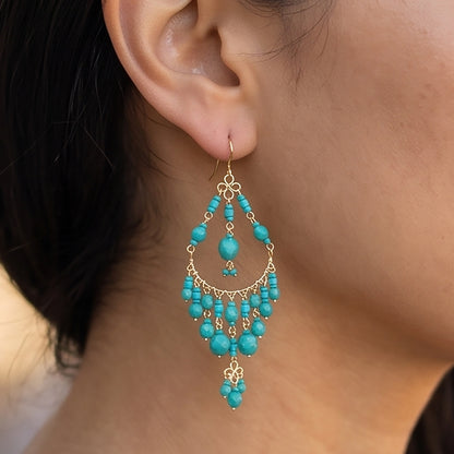 Stainless Steel Fire Polished Beads Chandelier Earrings - Gem Avenue Retail