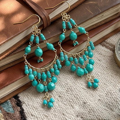 Stainless Steel Fire Polished Beads Chandelier Earrings - Gem Avenue Retail