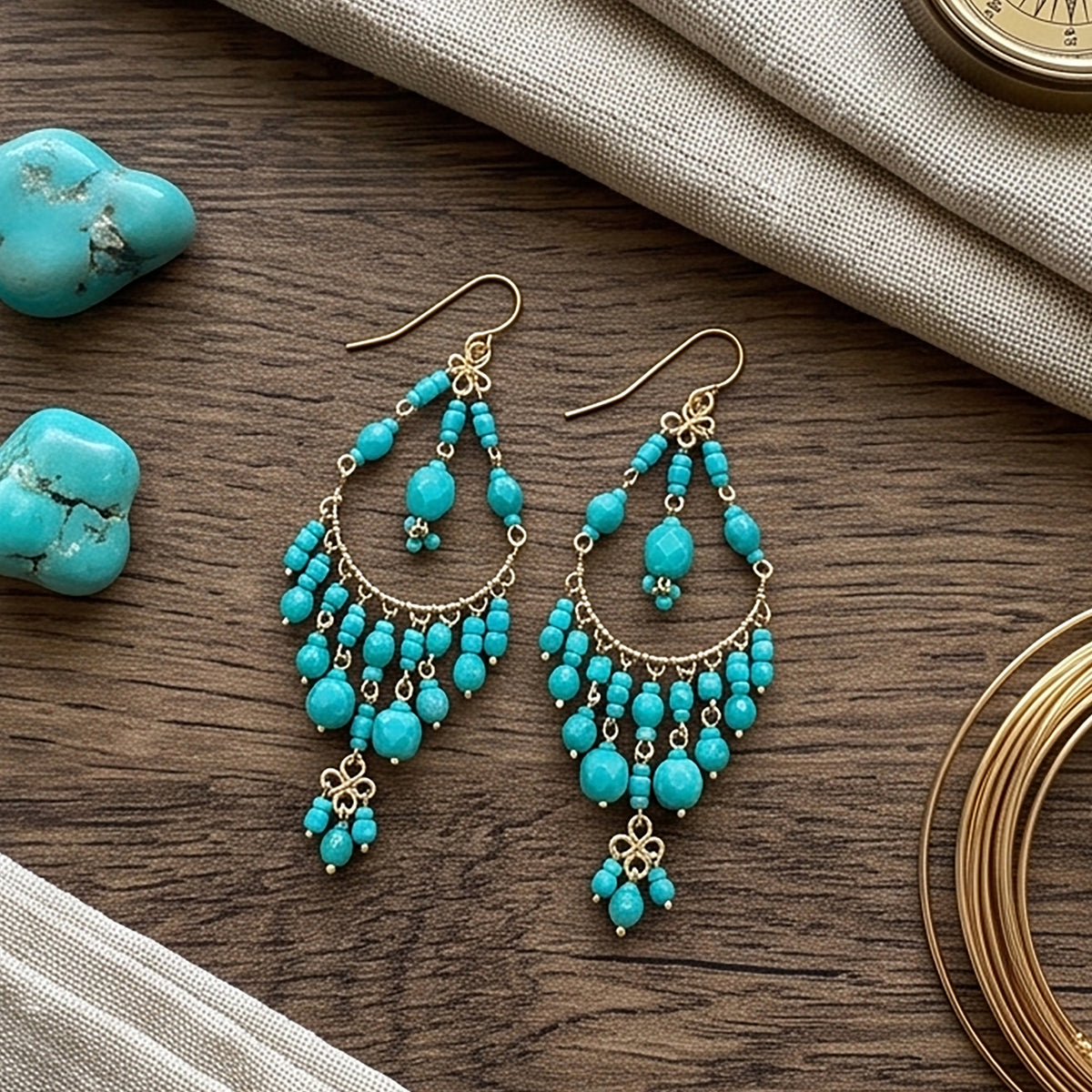 Stainless Steel Fire Polished Beads Chandelier Earrings - Gem Avenue Retail