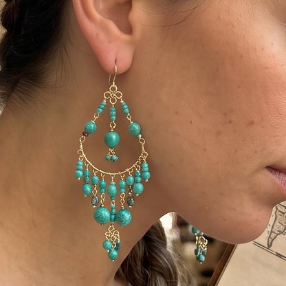 Stainless Steel Fire Polished Beads Chandelier Earrings - Gem Avenue Retail