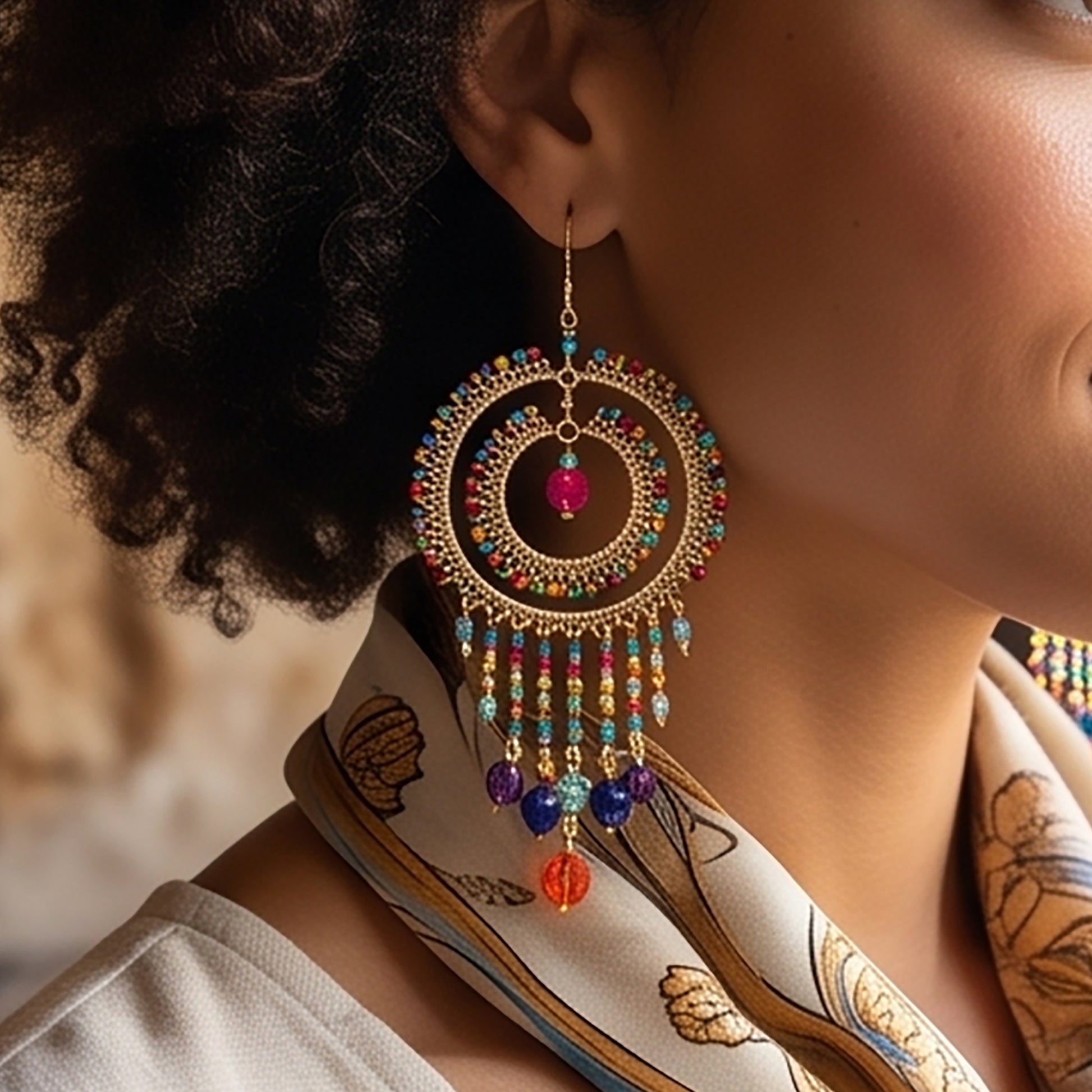Stainless Steel Czech Beads Cleopatra Earrings - Gem Avenue Retail