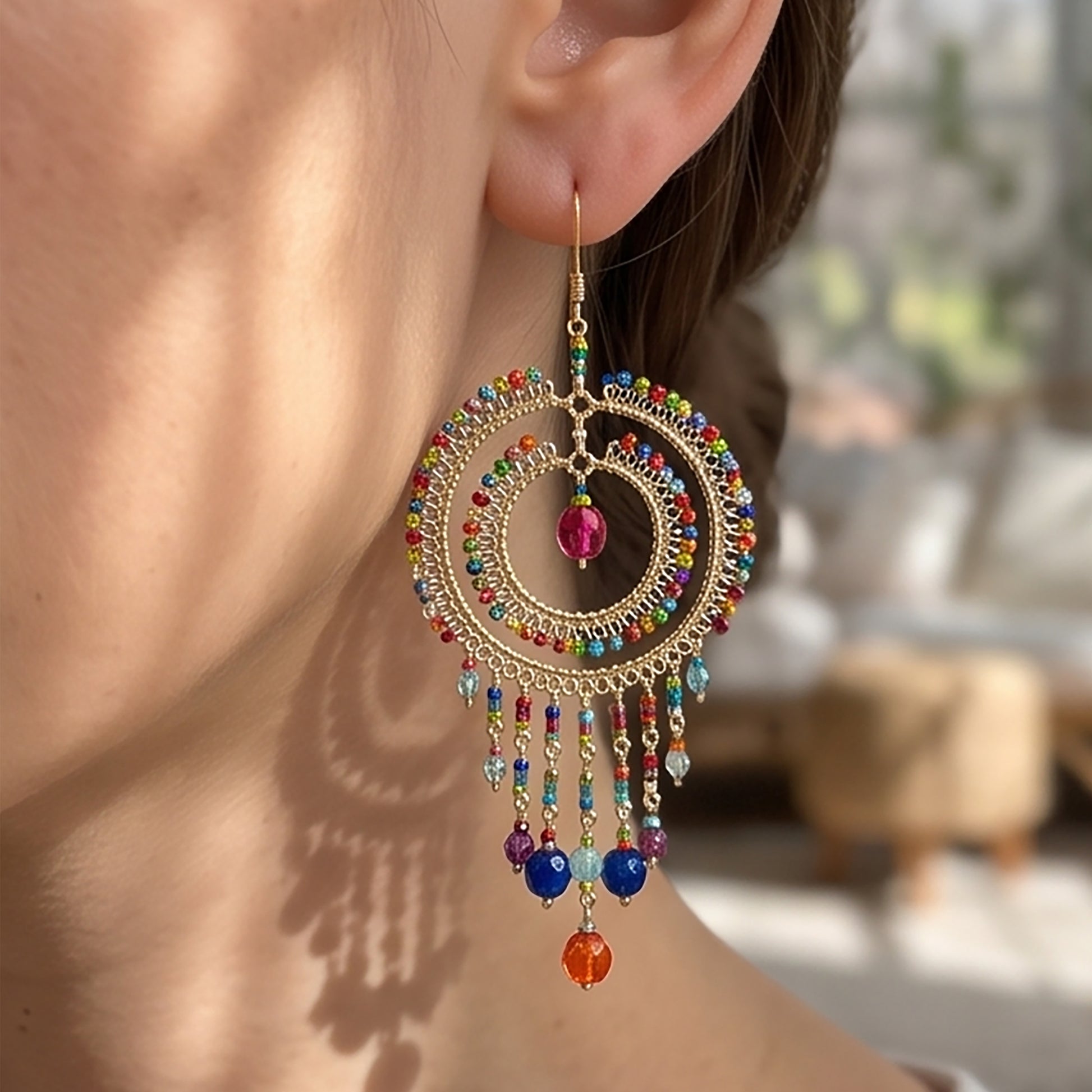 Stainless Steel Czech Beads Cleopatra Earrings - Gem Avenue Retail