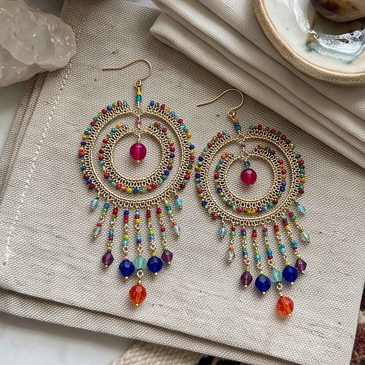 Stainless Steel Czech Beads Cleopatra Earrings - Gem Avenue Retail