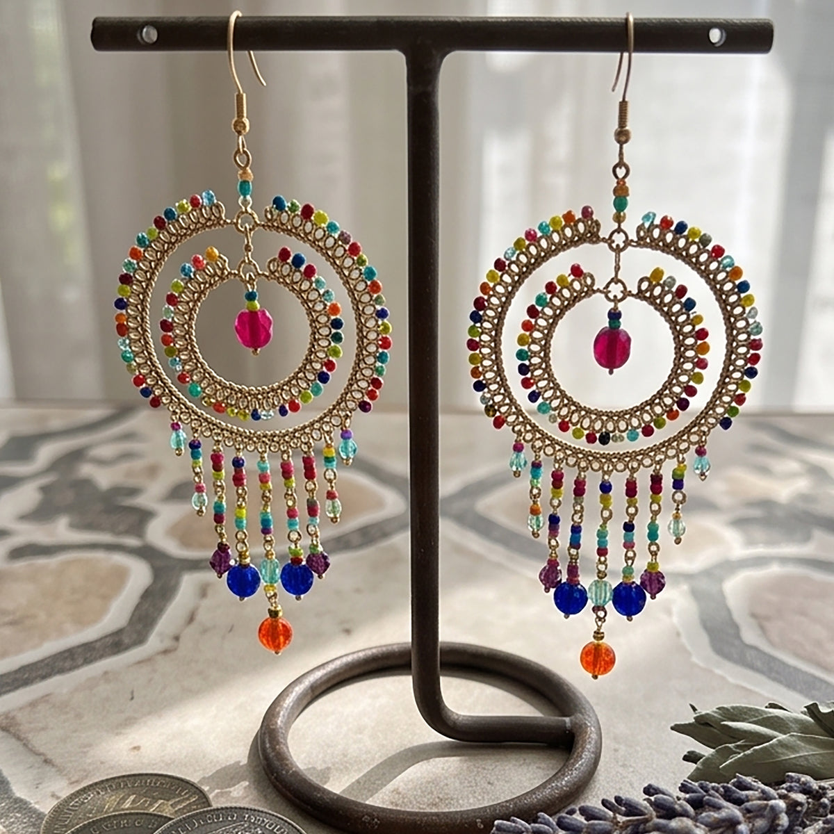 Stainless Steel Czech Beads Cleopatra Earrings - Gem Avenue Retail