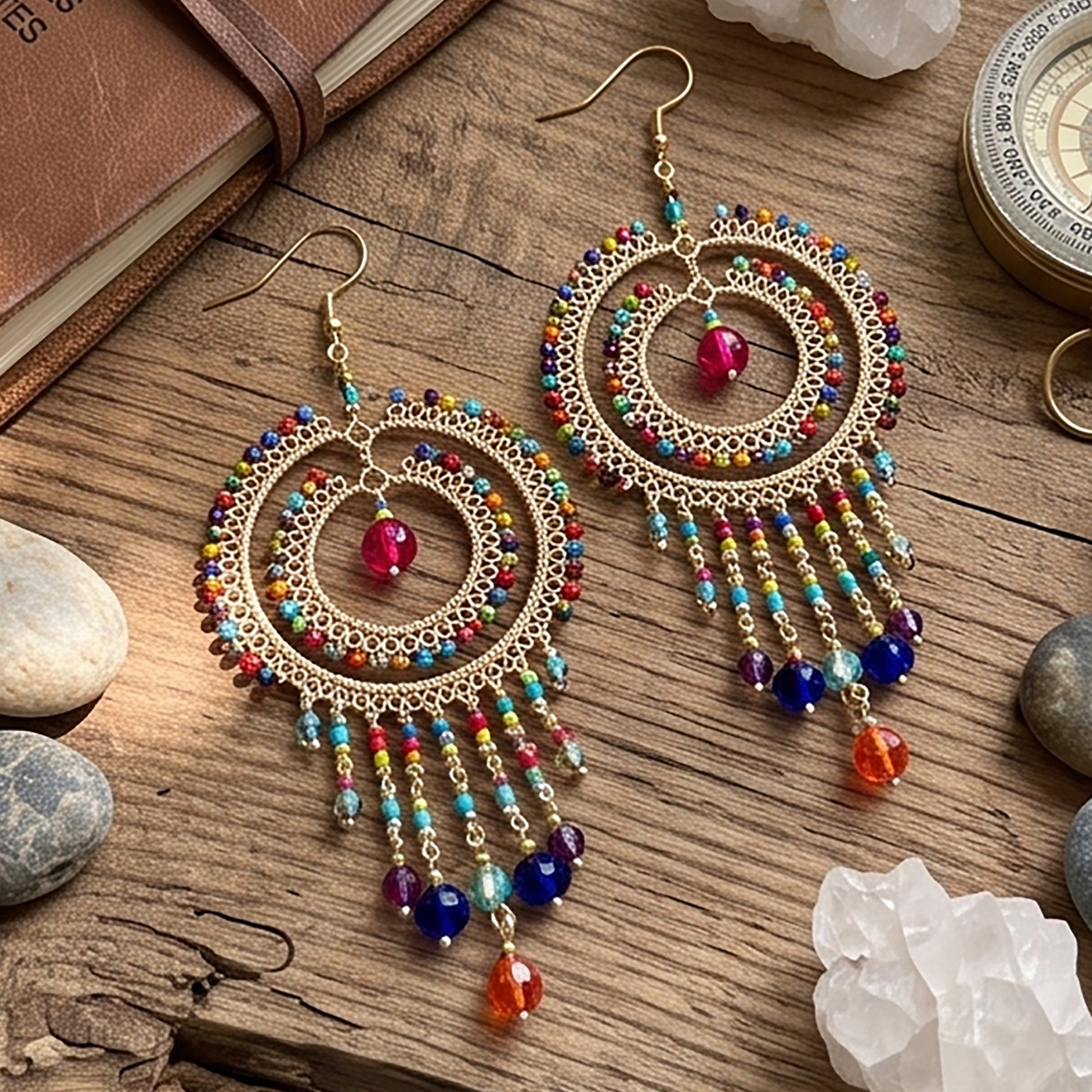 Stainless Steel Czech Beads Cleopatra Earrings - Gem Avenue Retail