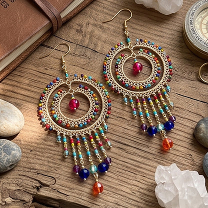 Stainless Steel Czech Beads Cleopatra Earrings - Gem Avenue Retail