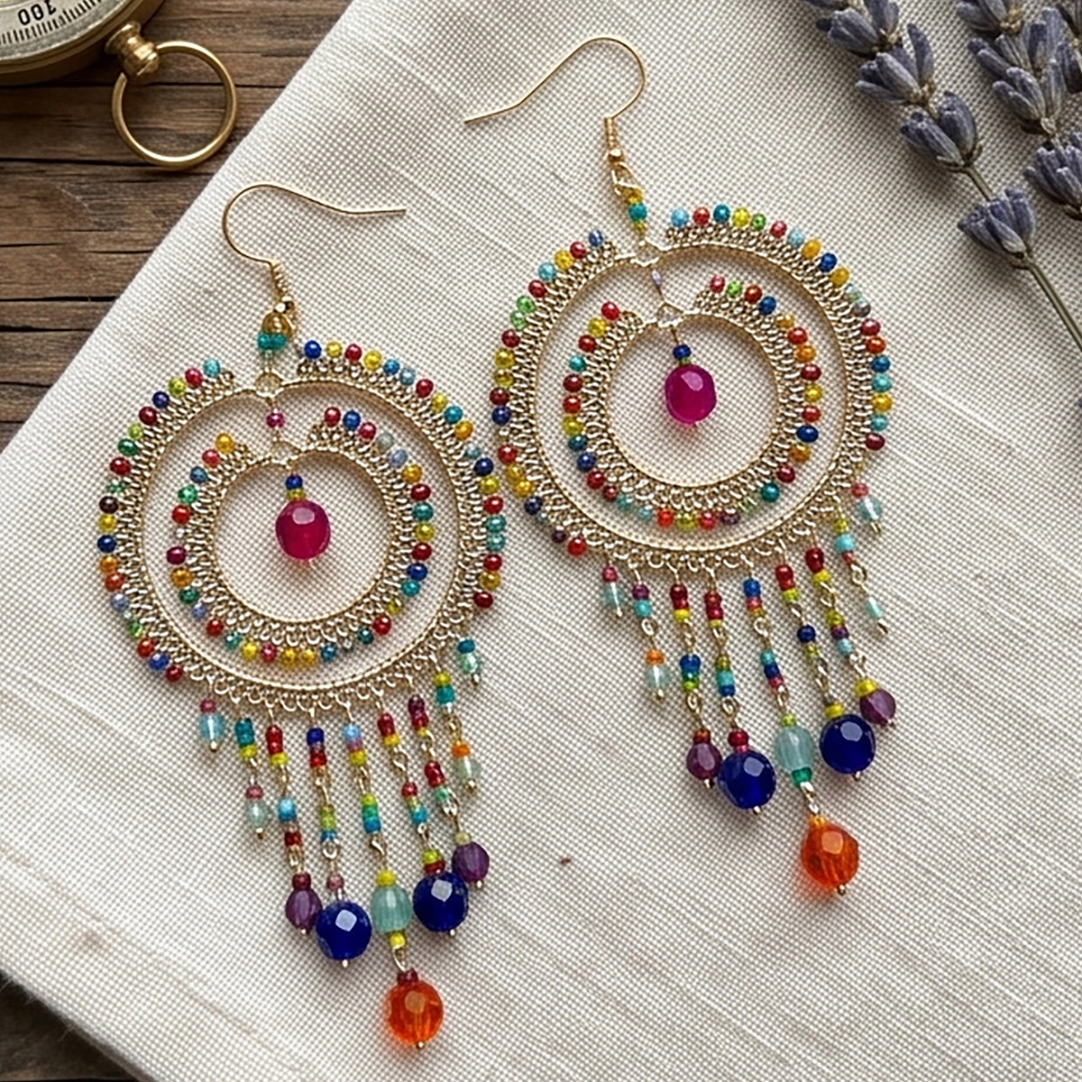 Stainless Steel Czech Beads Cleopatra Earrings - Gem Avenue Retail