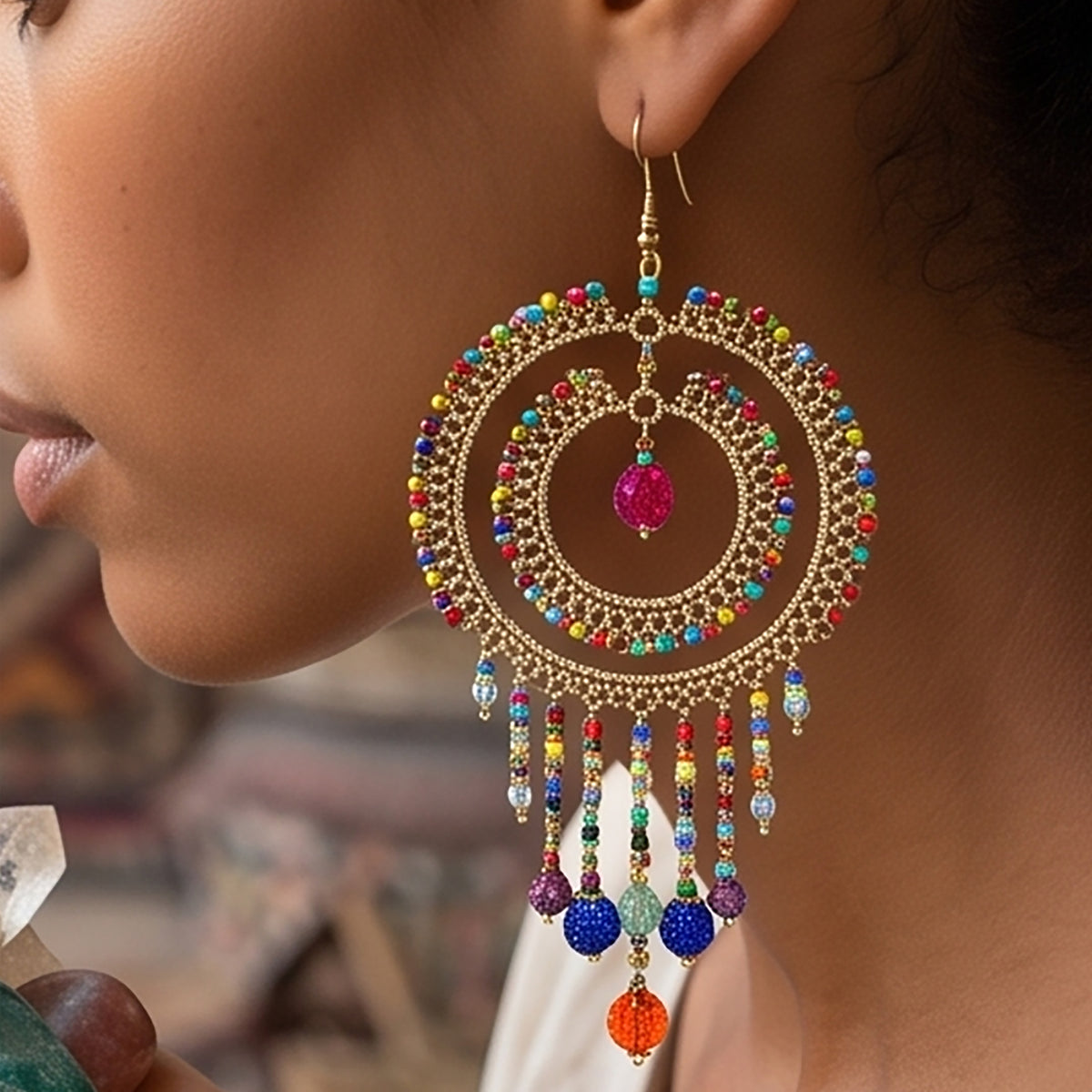 Stainless Steel Fire Polished Beads Chandelier Earrings - Gem Avenue Retail