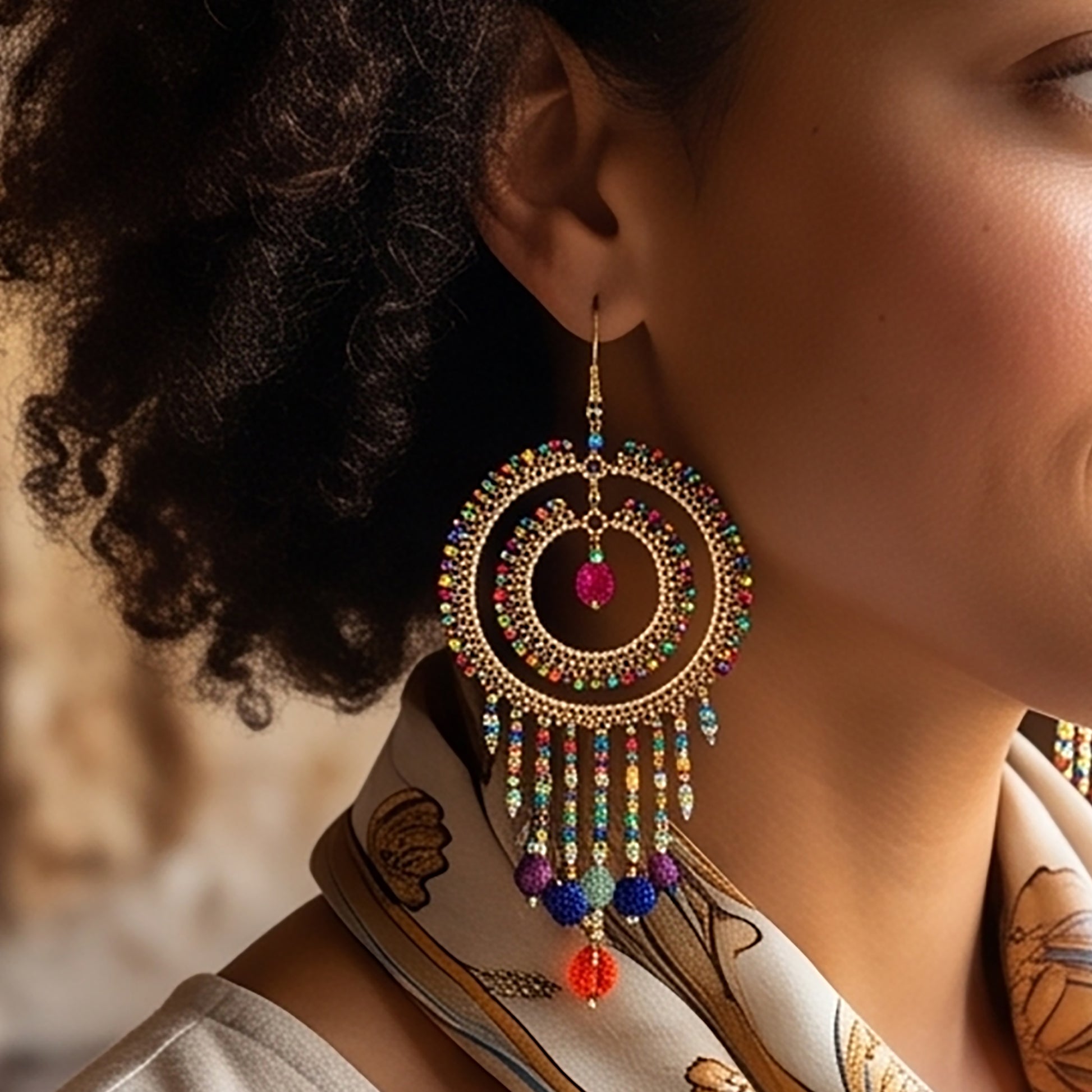 Stainless Steel Fire Polished Beads Chandelier Earrings - Gem Avenue Retail
