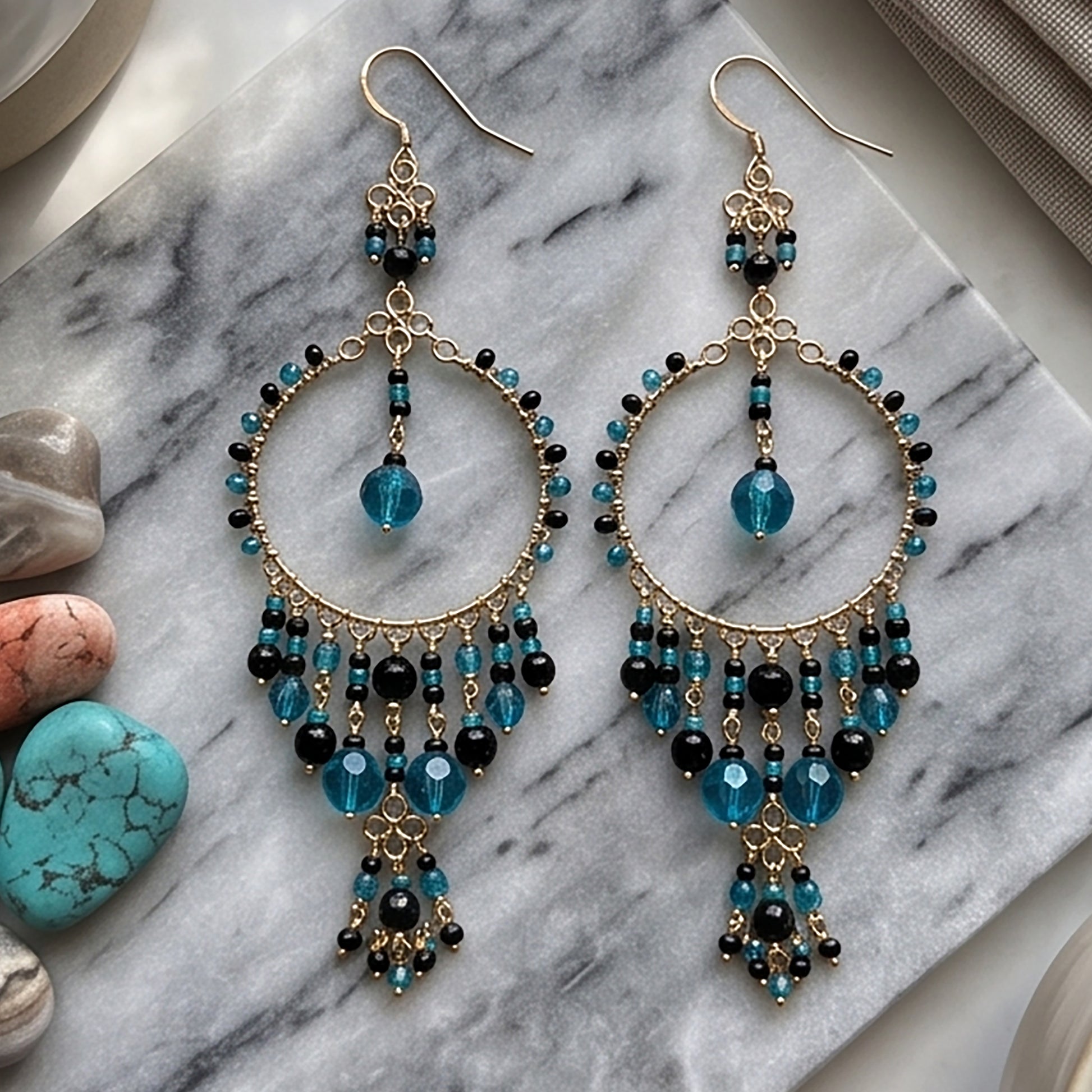 Stainless Steel Fire Polished Beads Chandelier Earrings - Gem Avenue Retail