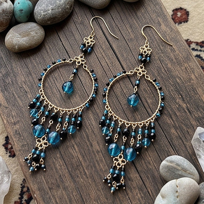 Stainless Steel Fire Polished Beads Chandelier Earrings - Gem Avenue Retail