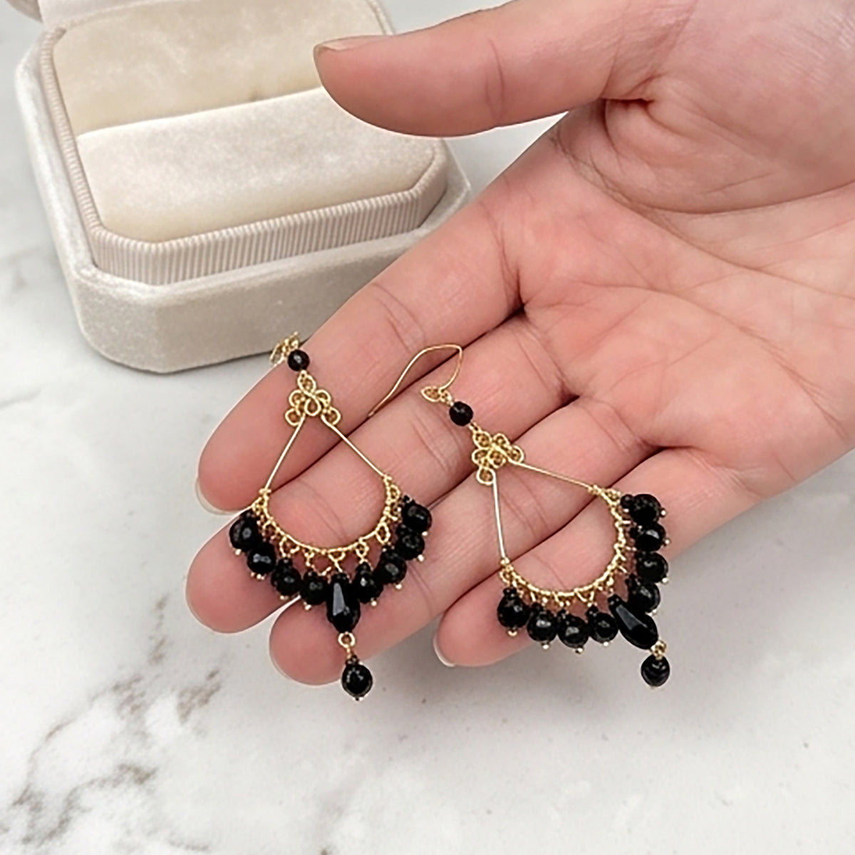 Stainless Steel Fire Polished Beads Chandelier Earrings - Gem Avenue Retail   