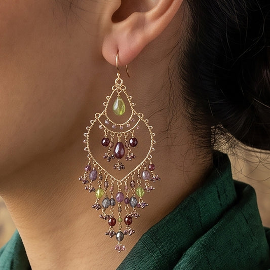 Stainless Steel Fire Polished Beads Chandelier Earrings - Gem Avenue Retail 