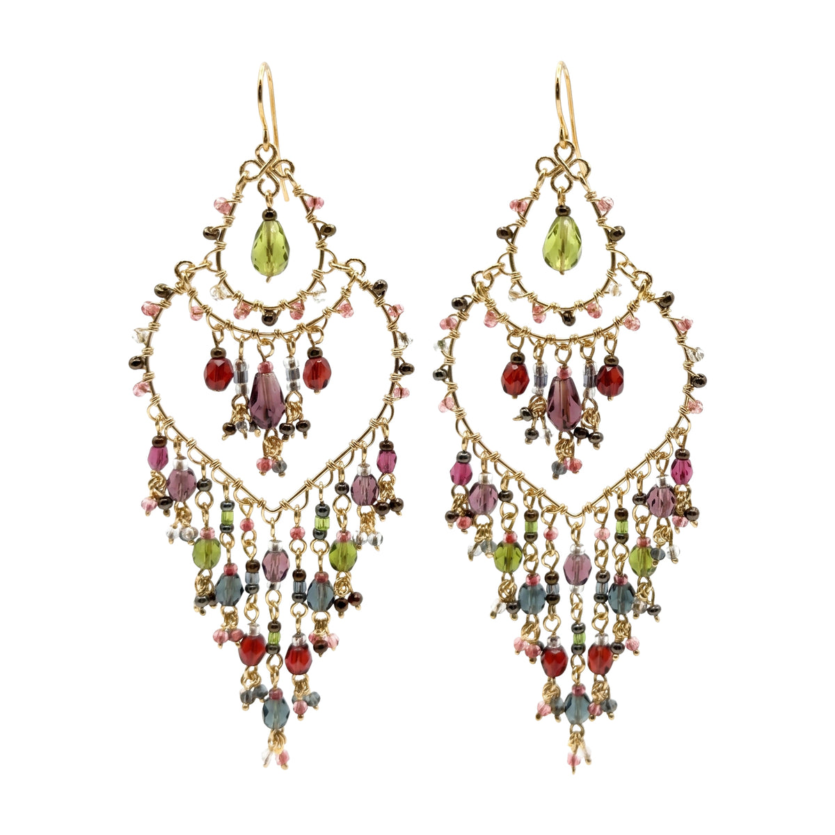 Stainless Steel Fire Polished Beads Chandelier Earrings - Gem Avenue Retail 