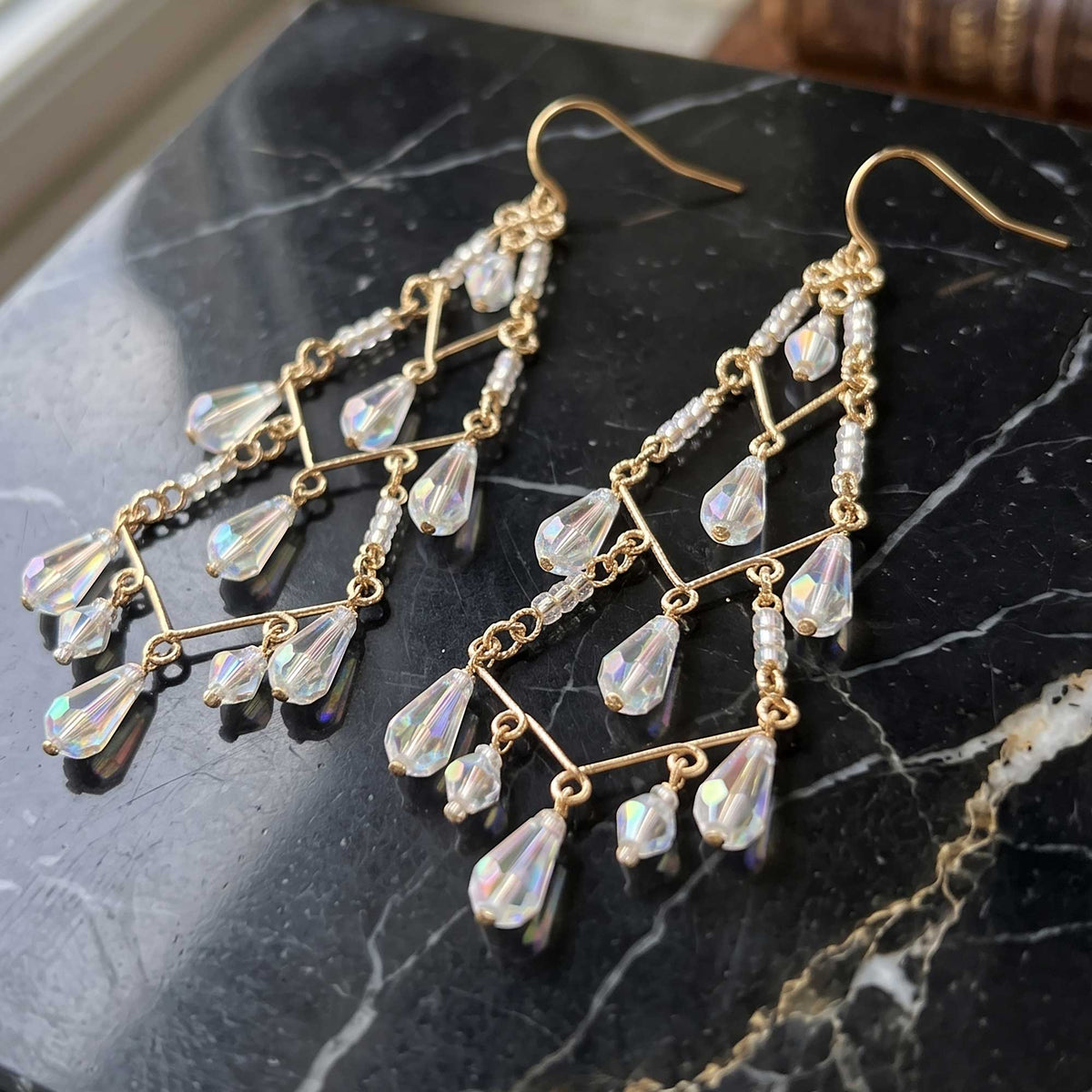 Cleopatra Stainless Steel Czech Crystal Teardrop Earrings - Gem  Avenue Retail