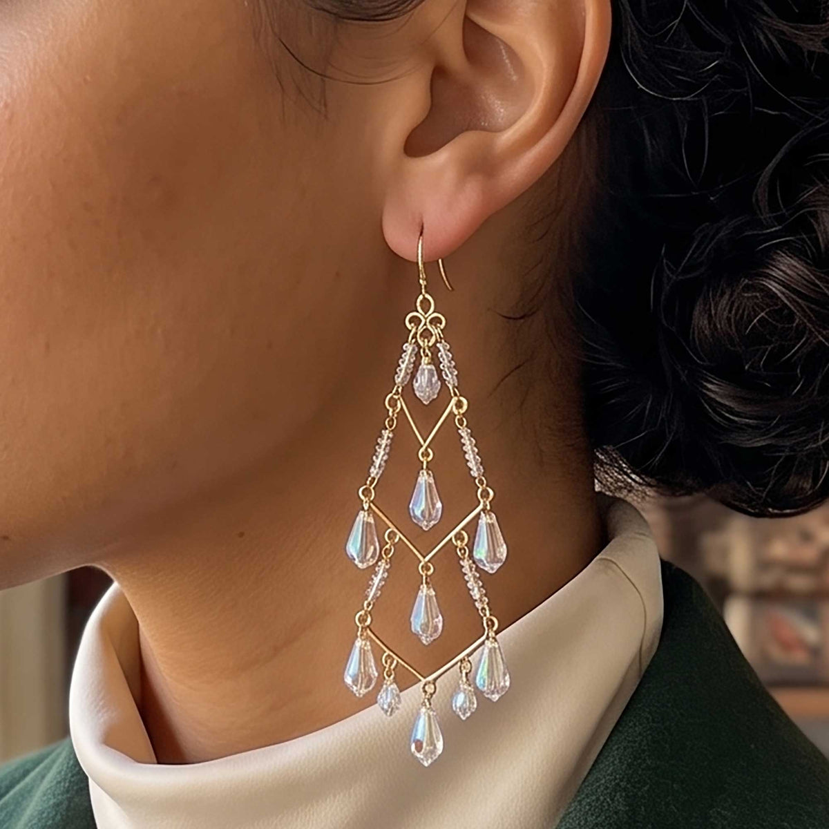 Cleopatra Stainless Steel Czech Crystal Teardrop Earrings - Gem  Avenue Retail