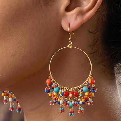 Multicolor Stainless Steel Fire Polished Bead Chandelier Earrings - Gem Avenue Retail