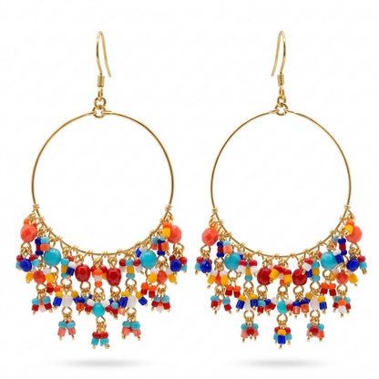 Multicolor Stainless Steel Fire Polished Bead Chandelier Earrings - Gem Avenue Retail