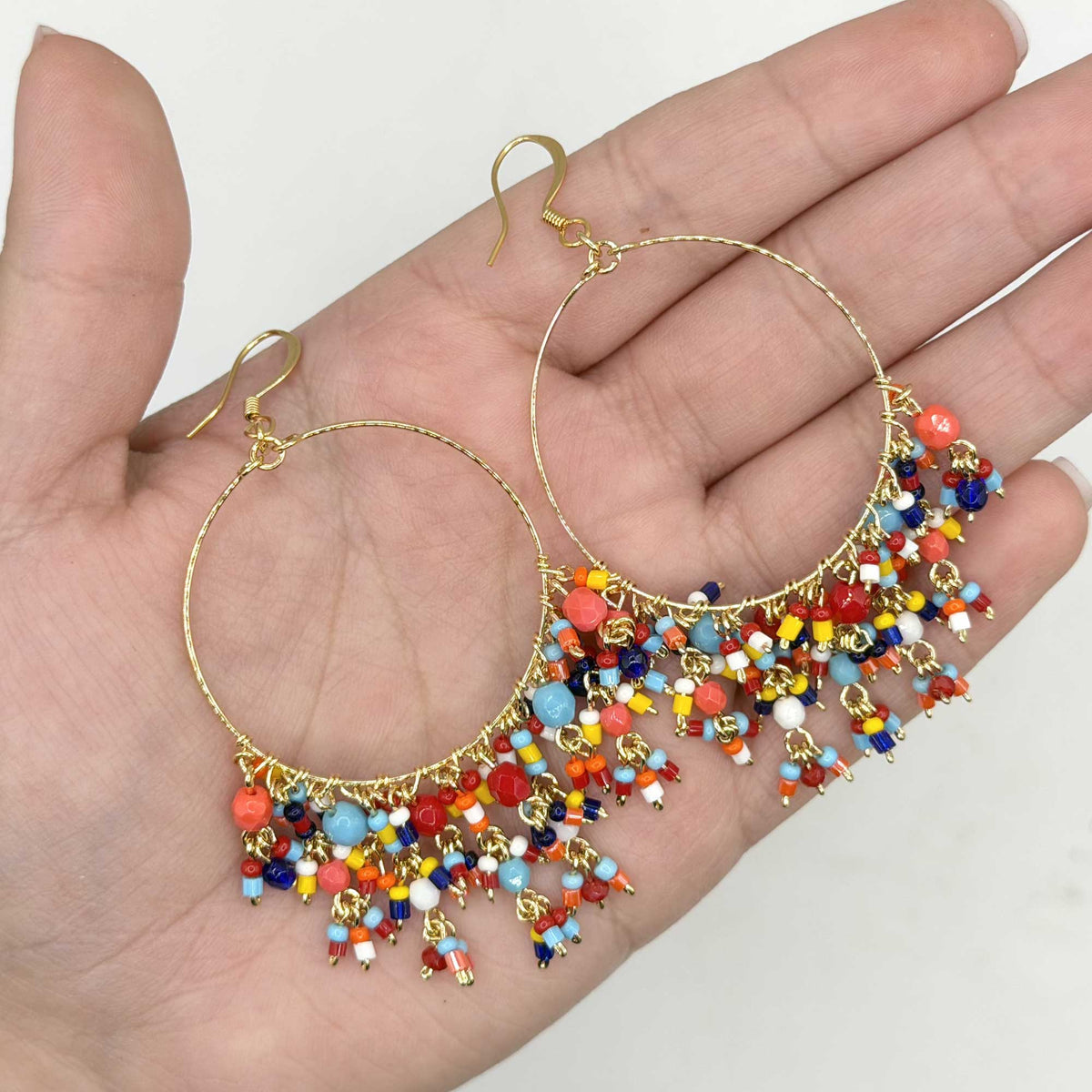 Multicolor Stainless Steel Fire Polished Bead Chandelier Earrings - Gem Avenue Retail