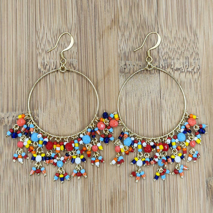Multicolor Stainless Steel Fire Polished Bead Chandelier Earrings - Gem Avenue Retail