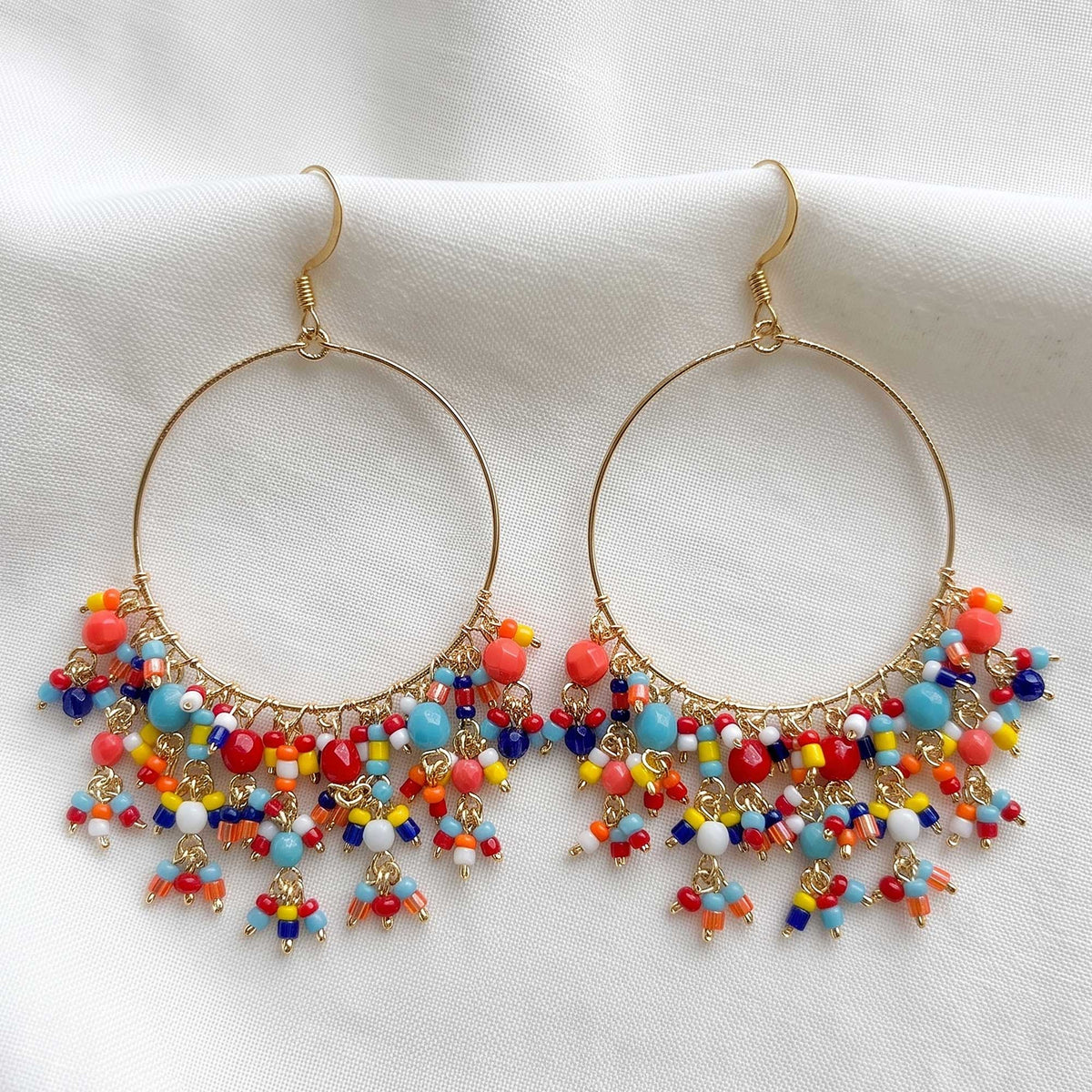 Multicolor Stainless Steel Fire Polished Bead Chandelier Earrings - Gem Avenue Retail