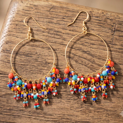 Multicolor Stainless Steel Fire Polished Bead Chandelier Earrings - Gem Avenue Retail