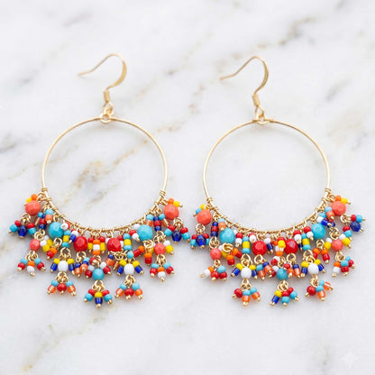 Multicolor Stainless Steel Fire Polished Bead Chandelier Earrings - Gem Avenue Retail