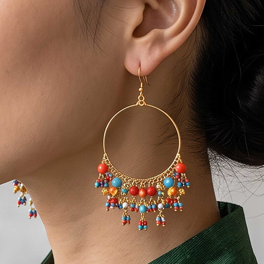 Multicolor Stainless Steel Fire Polished Bead Chandelier Earrings - Gem Avenue Retail