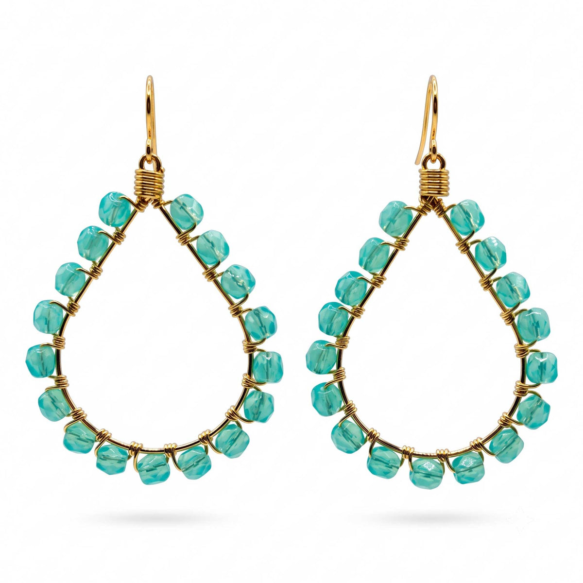 Cleopatra Earrings Mint Green Czech Beads Boho Teardrop Dangle Earrings - Gem Avenue Retail