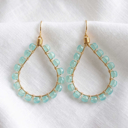 Cleopatra Earrings Mint Green Czech Beads Boho Teardrop Dangle Earrings - Gem Avenue Retail