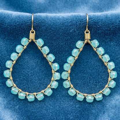 Cleopatra Earrings Mint Green Czech Beads Boho Teardrop Dangle Earrings - Gem Avenue Retail