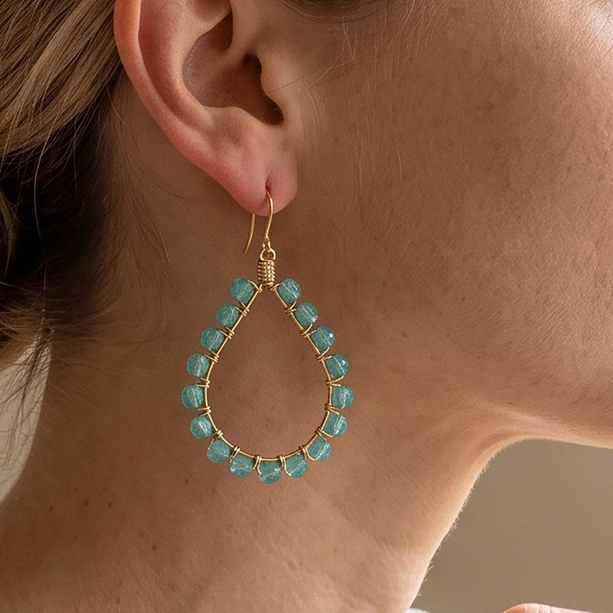Cleopatra Earrings Mint Green Czech Beads Boho Teardrop Dangle Earrings - Gem Avenue Retail
