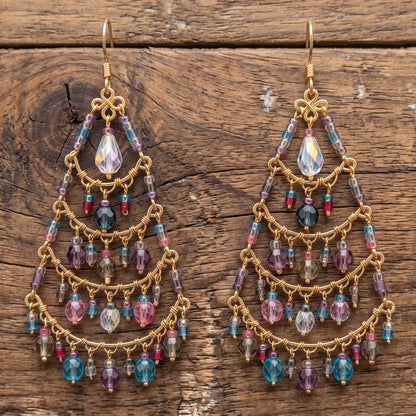 Chandelier Earrings Multicolor Pastel Beads Boho Dangle Earrings - Gem Avenue Retail