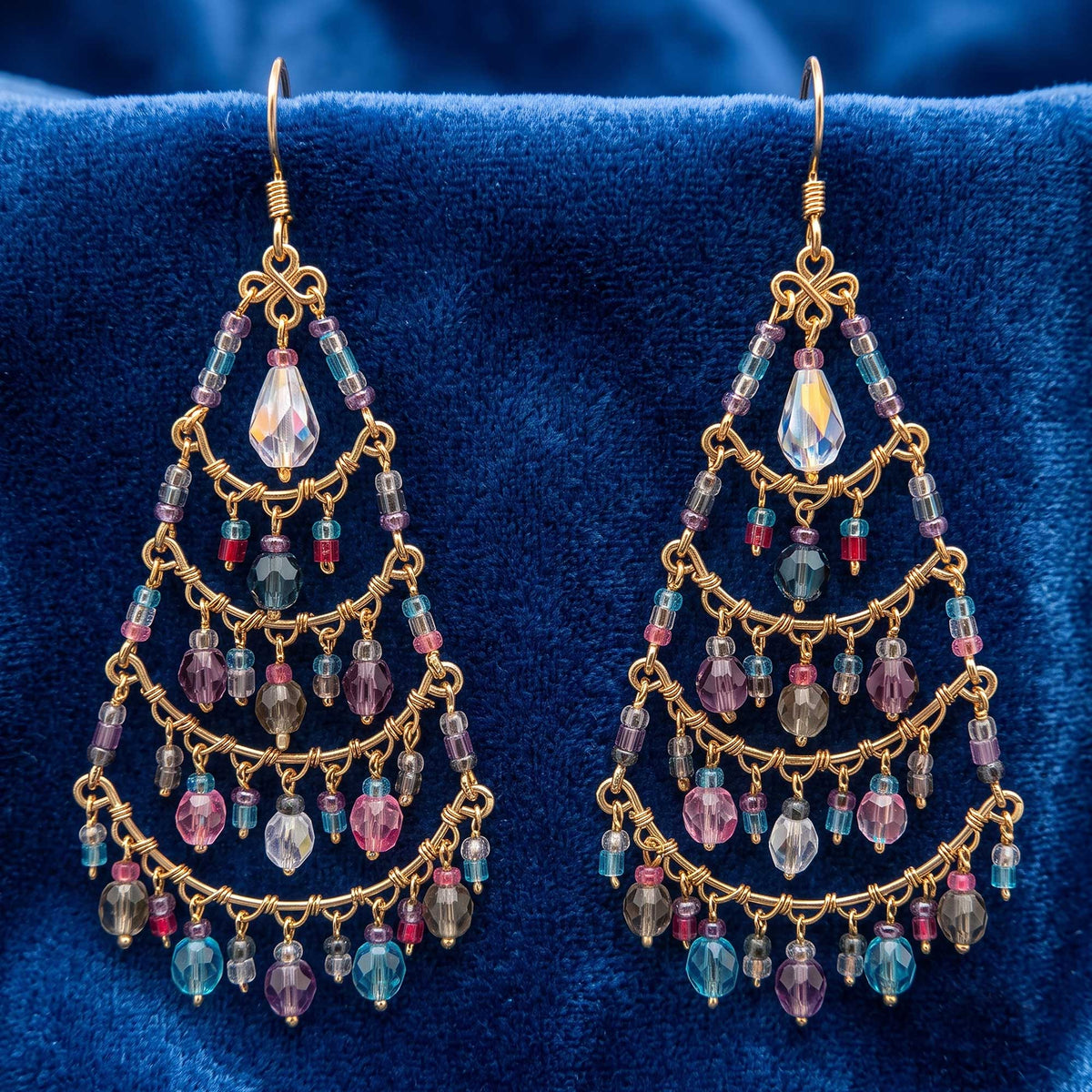 Chandelier Earrings Multicolor Pastel Beads Boho Dangle Earrings - Gem Avenue Retail