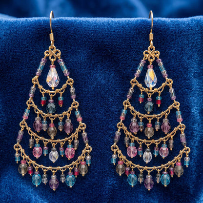 Chandelier Earrings Multicolor Pastel Beads Boho Dangle Earrings - Gem Avenue Retail