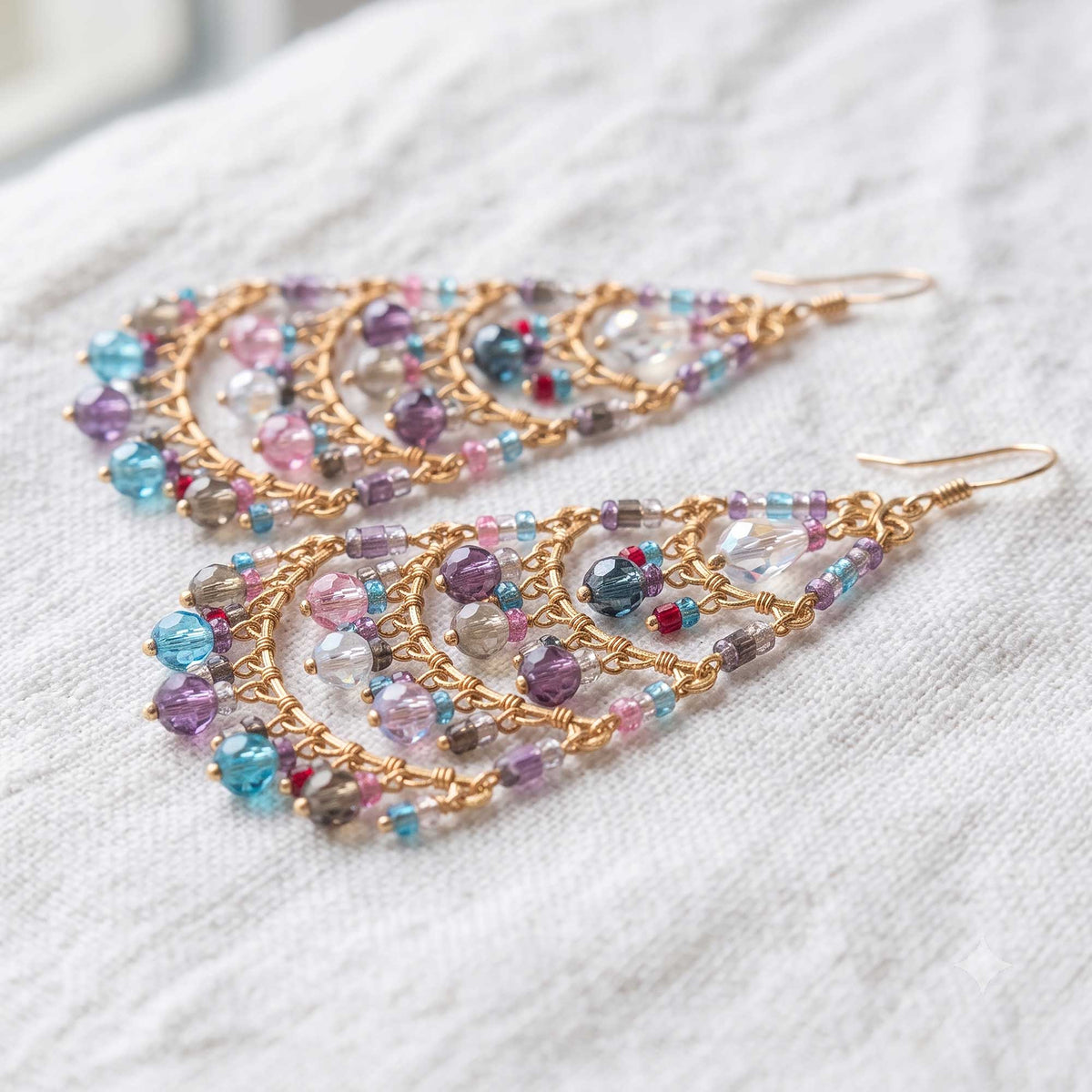 Chandelier Earrings Multicolor Pastel Beads Boho Dangle Earrings - Gem Avenue Retail