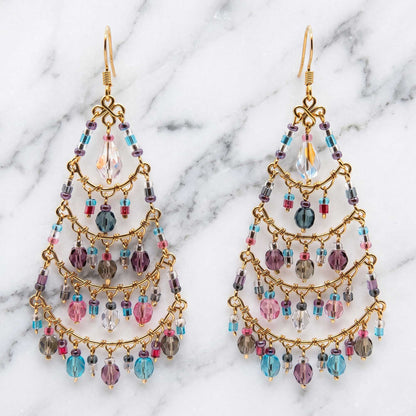 Chandelier Earrings Multicolor Pastel Beads Boho Dangle Earrings - Gem Avenue Retail