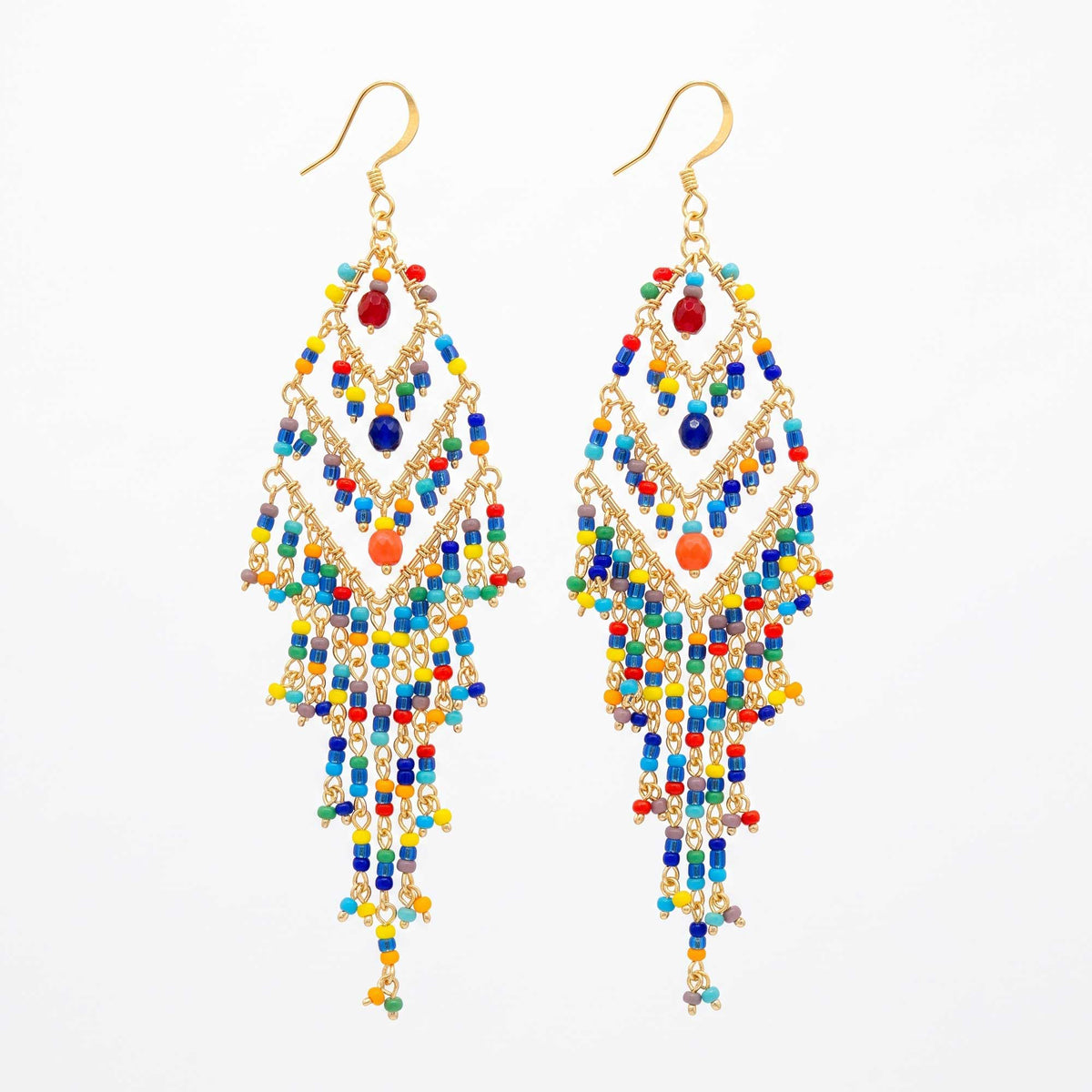 Multicolor Fire Polished Beaded Chandelier Earrings - Gem Avenue Retail