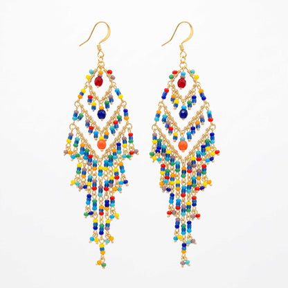 Multicolor Fire Polished Beaded Chandelier Earrings - Gem Avenue Retail