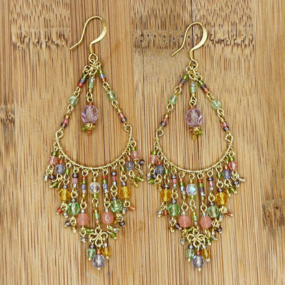 Multicolor Fire Polished Beaded Chandelier Earrings Stainless Steel - Gem Avenue Retail
